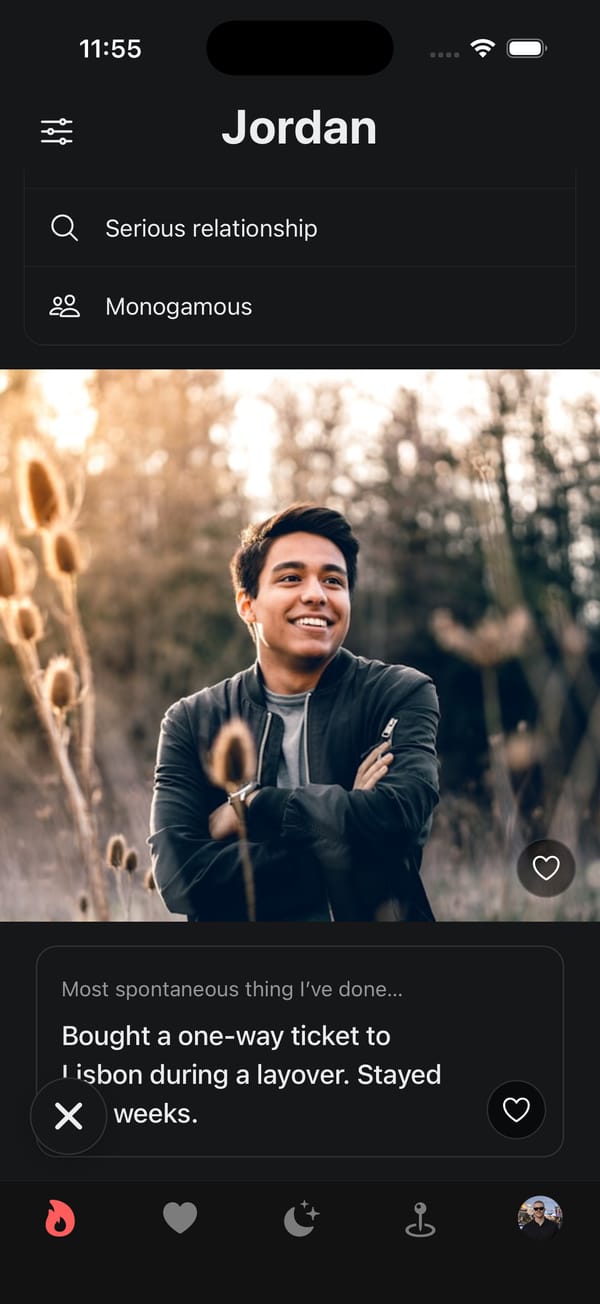 Another profile in The Spot's Discover deck