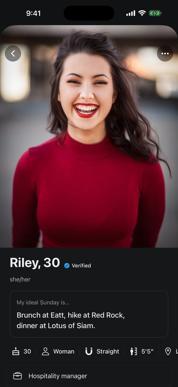 A verified profile in The Spot with prompts